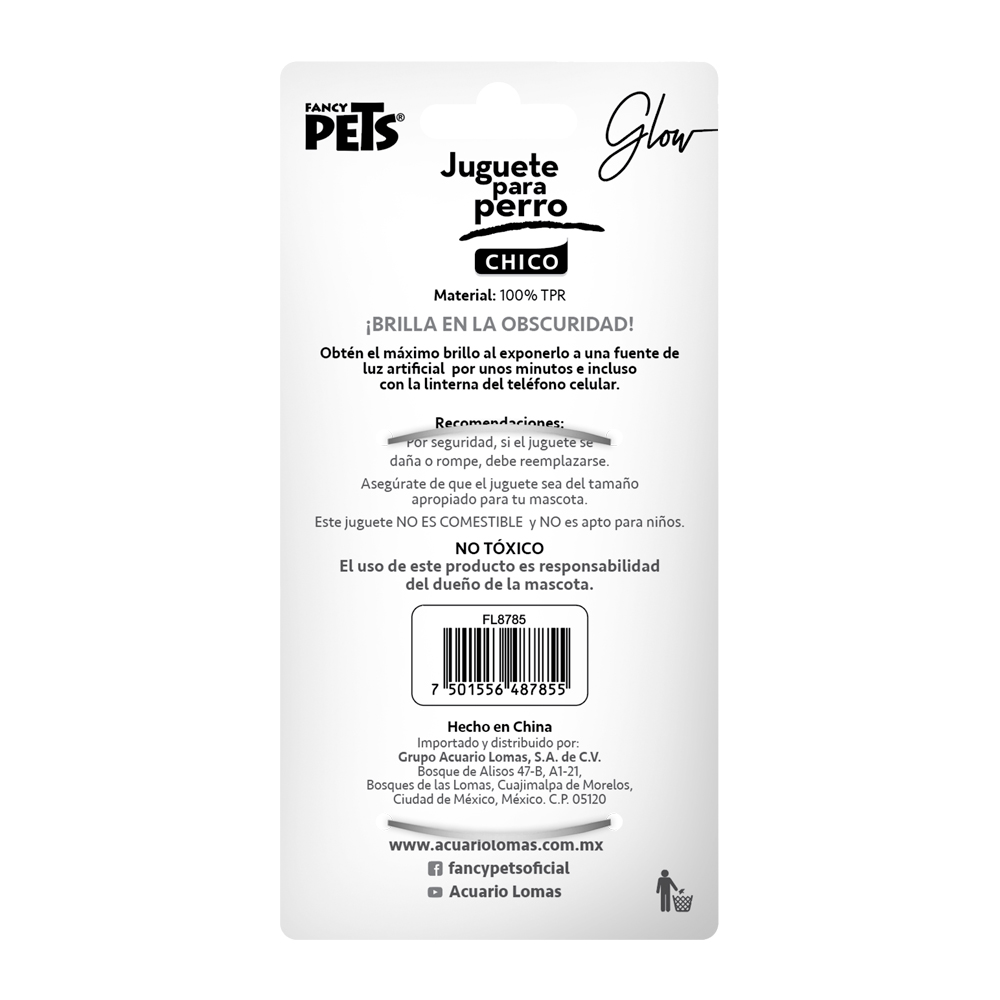 Fancy Pets Juguete Balón de Rugby Glow para Perro que Brilla en la Oscuridad Tamaño Chico