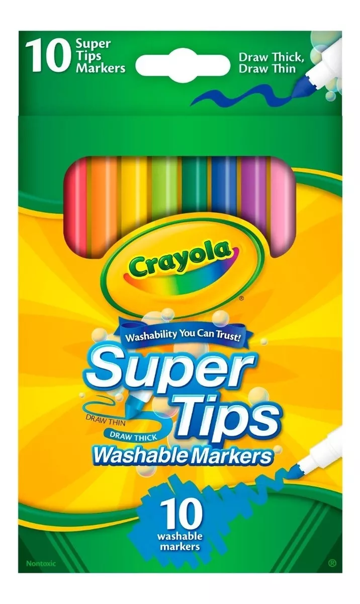  Plumones Super Tips 10 Crayola Marcadores Delgados Lavables
