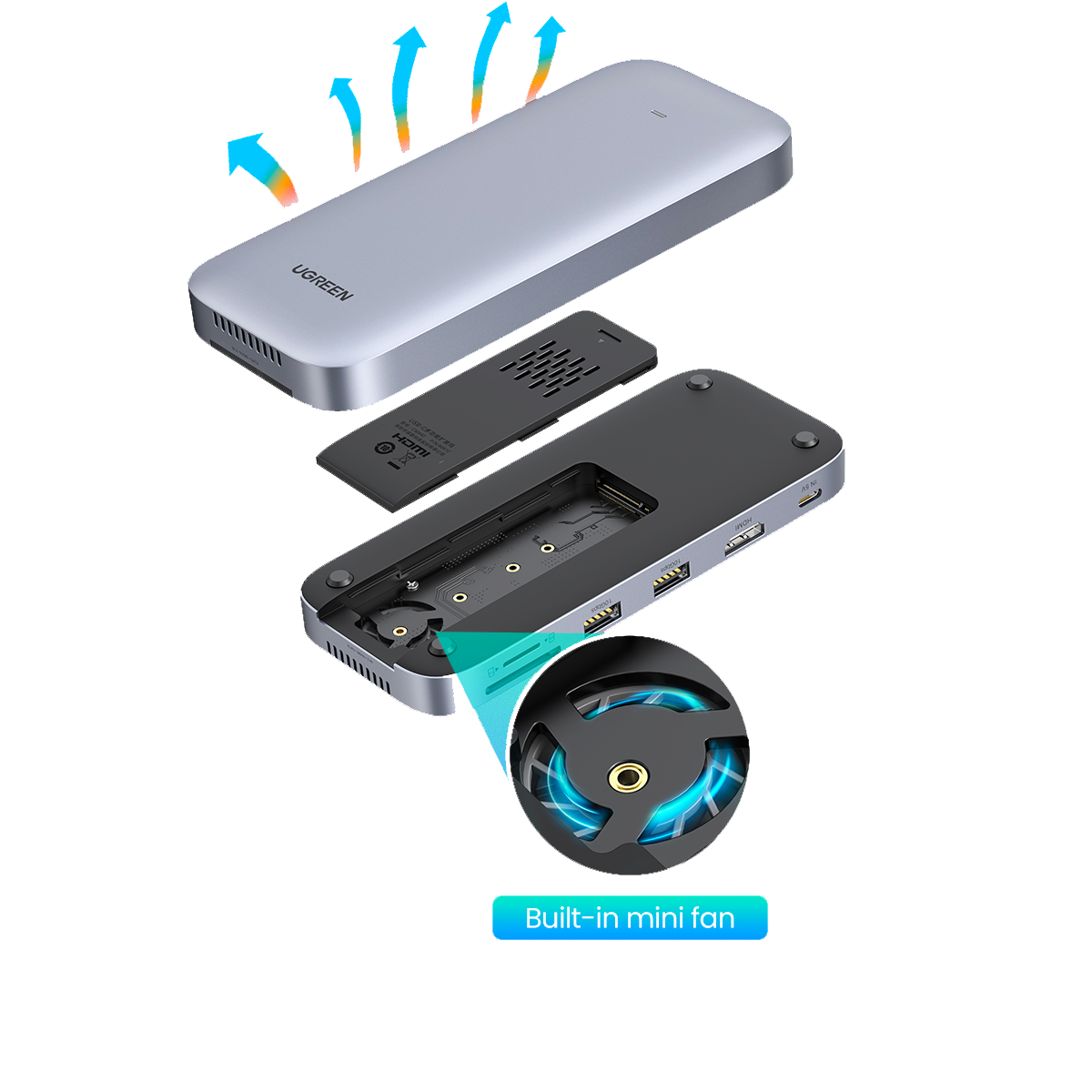 Ugreen hub 6 en 1 con ranura para ssd m.2