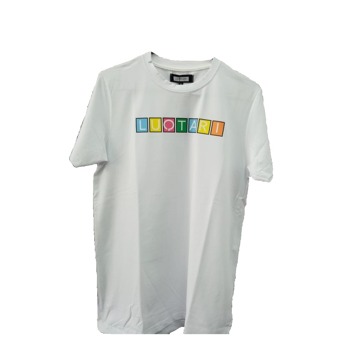 T Shirt Blanca camiseta playera con estampado de cuadros de colores algodón alta calidad Luqtari