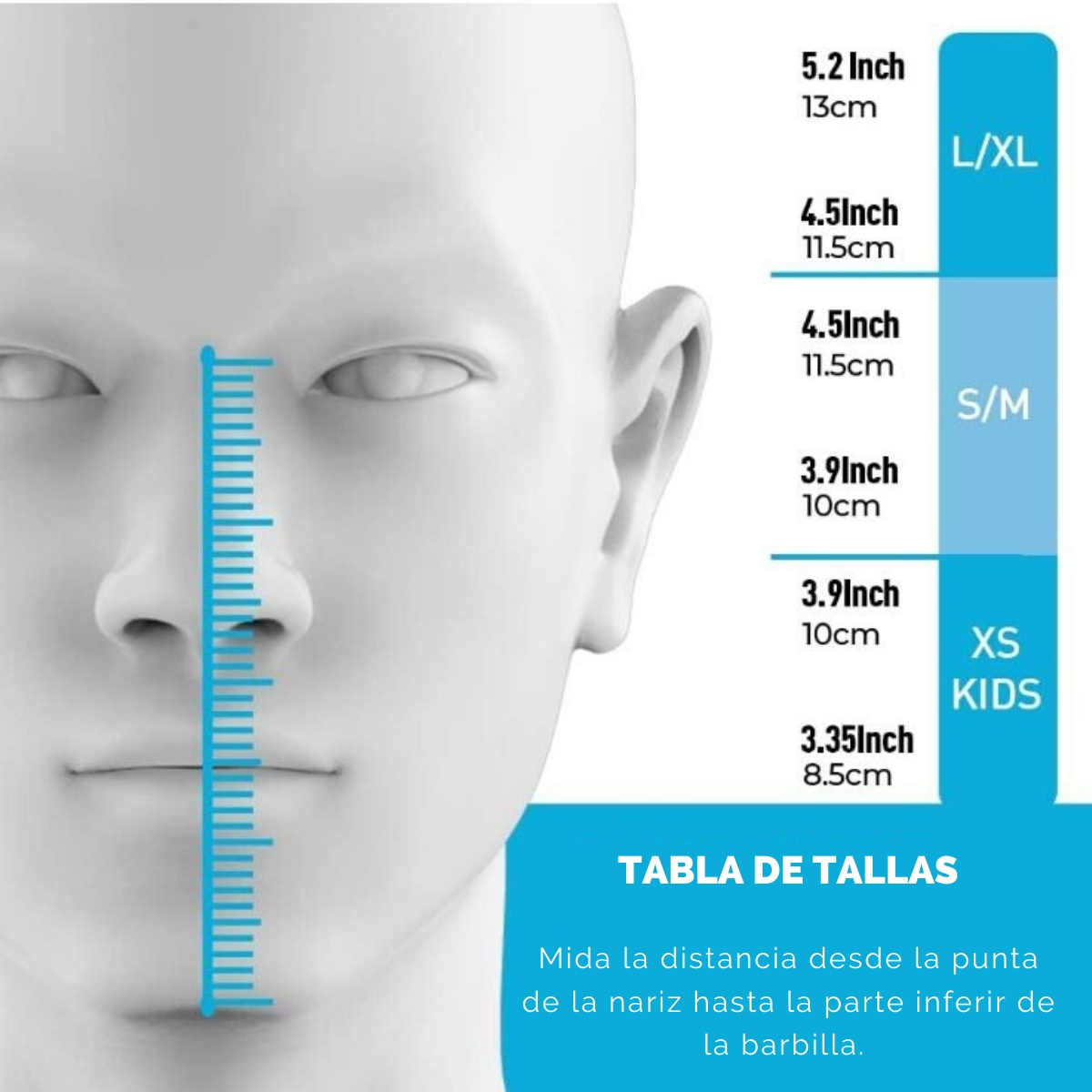 Máscara de Snorkel- Buceo Azul con Anti-Empañante Talla Grande