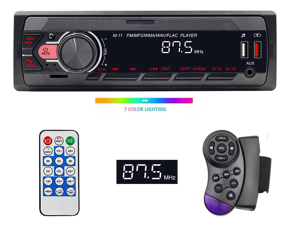 Autoestéreo Con Mp3, 2 Puertos USB Bluetooth 1 Din