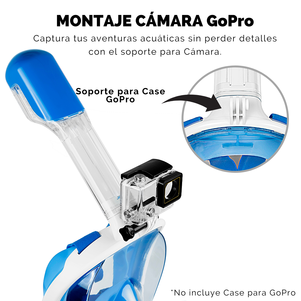 Máscara de Snorkel- Buceo Azul con Anti-Empañante Talla Grande