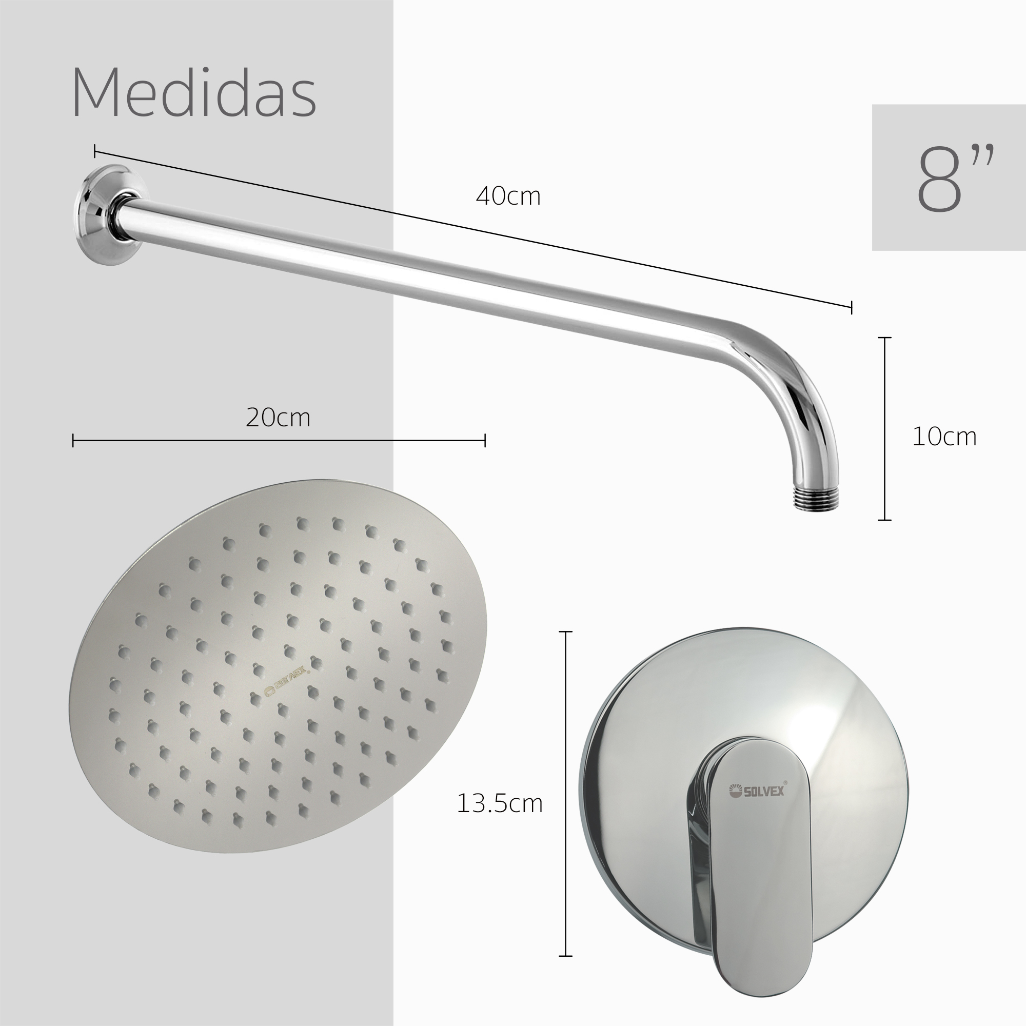 Juego Baño Monomando Sin Desviador Circular Cromado Solvex 
