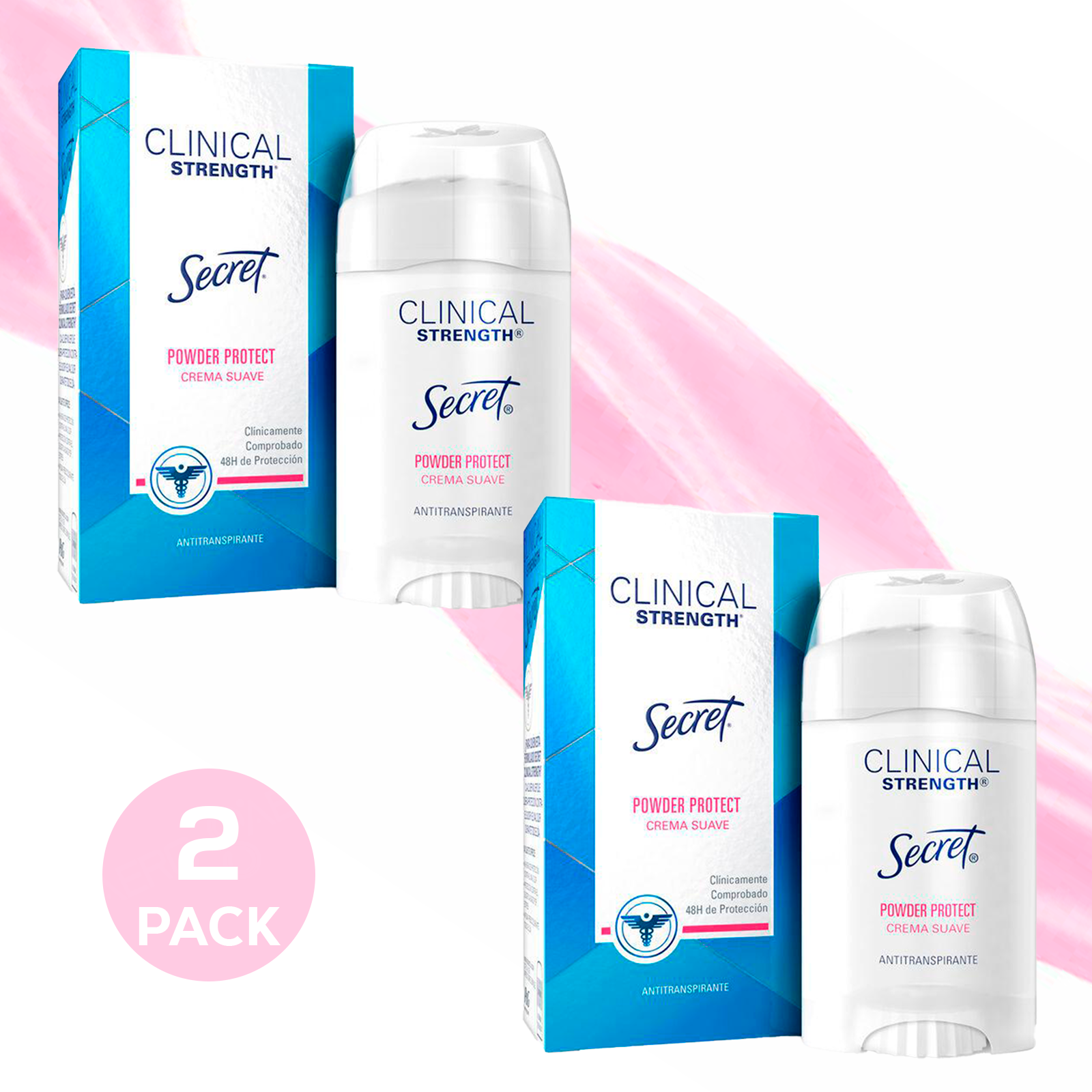 Antitranspirante Clinical Strength 2 Pack 45gr c/u Secret