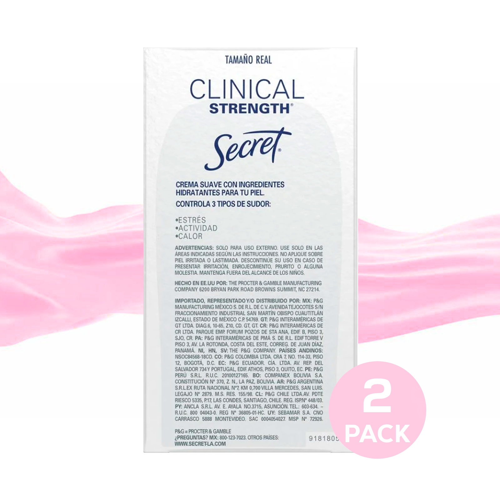 Antitranspirante Clinical Strength 2 Pack 45gr c/u Secret