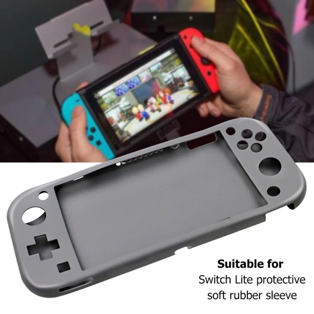 Funda Silicona (Gris) Compatible con Nintendo Switch Lite 