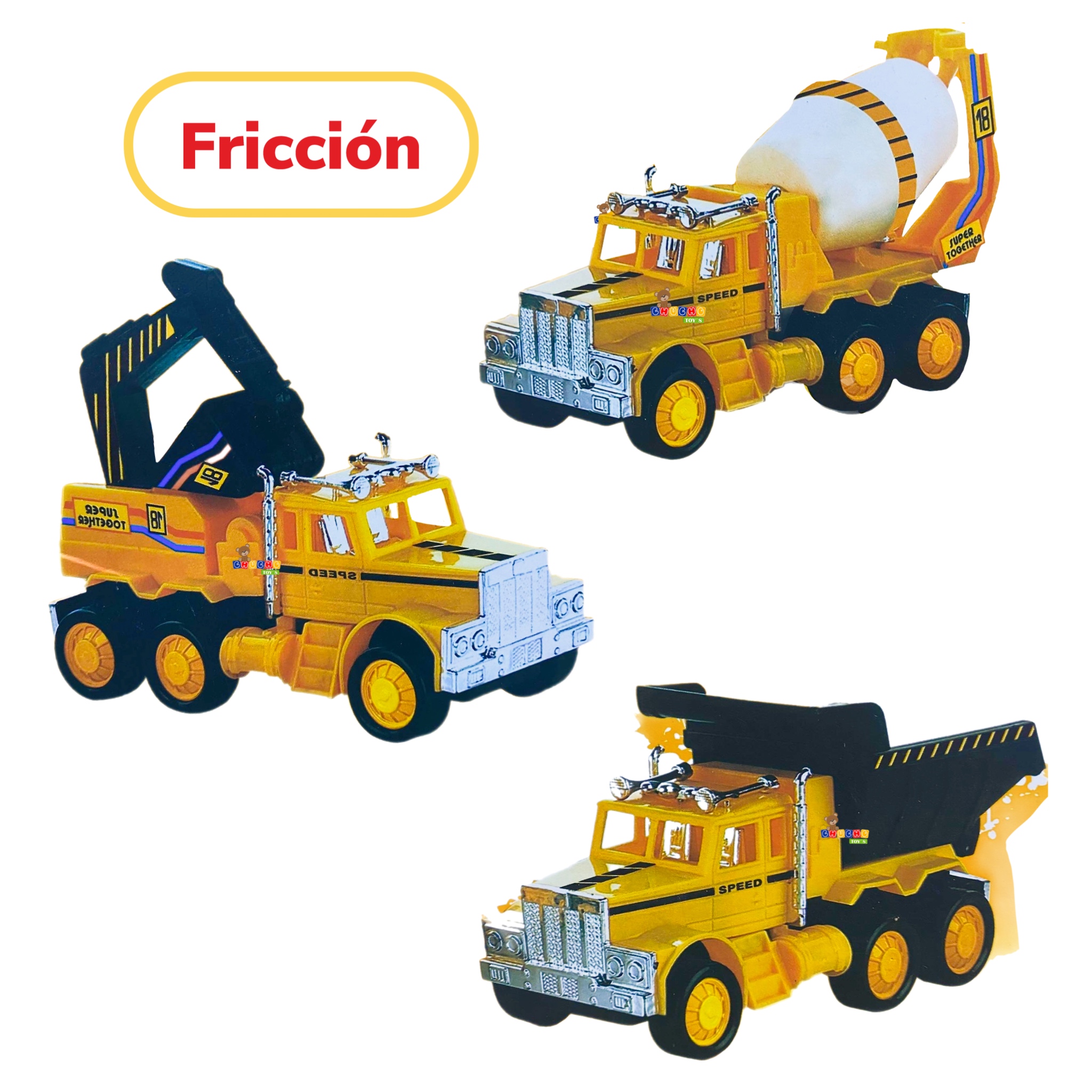Carros De Construcción Fricción Colección Juguete 3en1