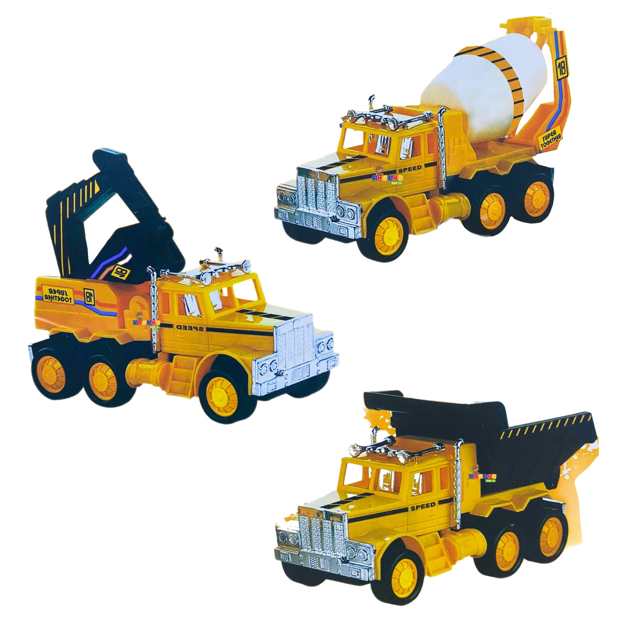 Carros De Construcción Fricción Colección Juguete 3en1