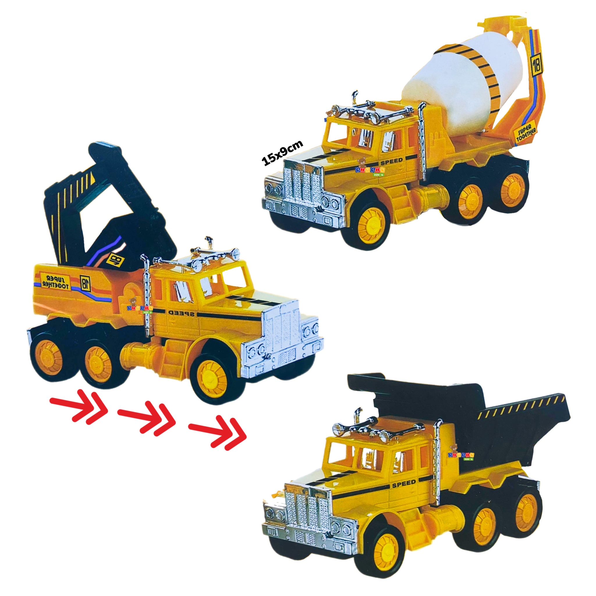 Carros De Construcción Fricción Colección Juguete 3en1