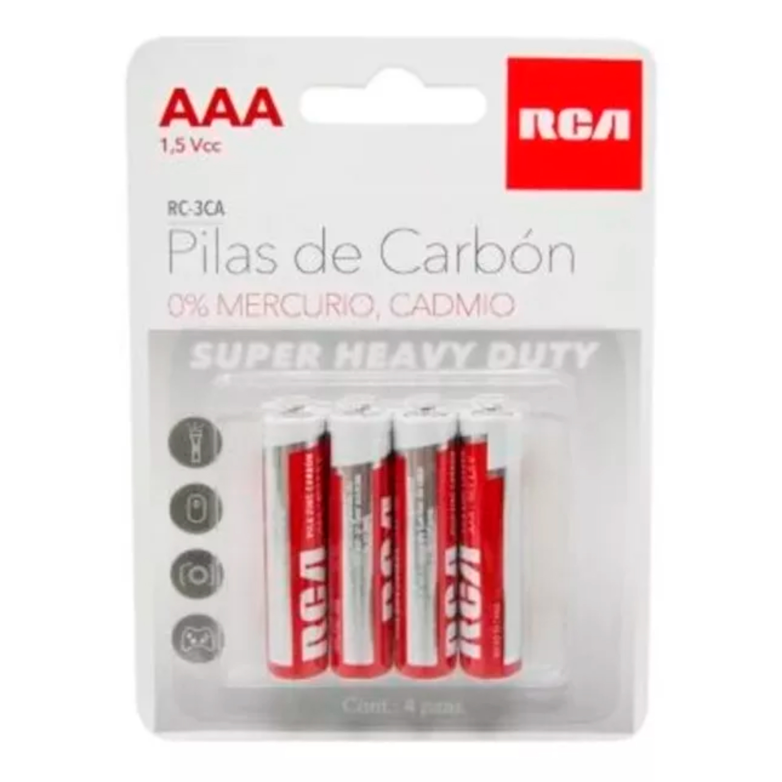 Pilas AAA Carbón Rc-3ca 1,5 Vcc 0% Mercurio RCA