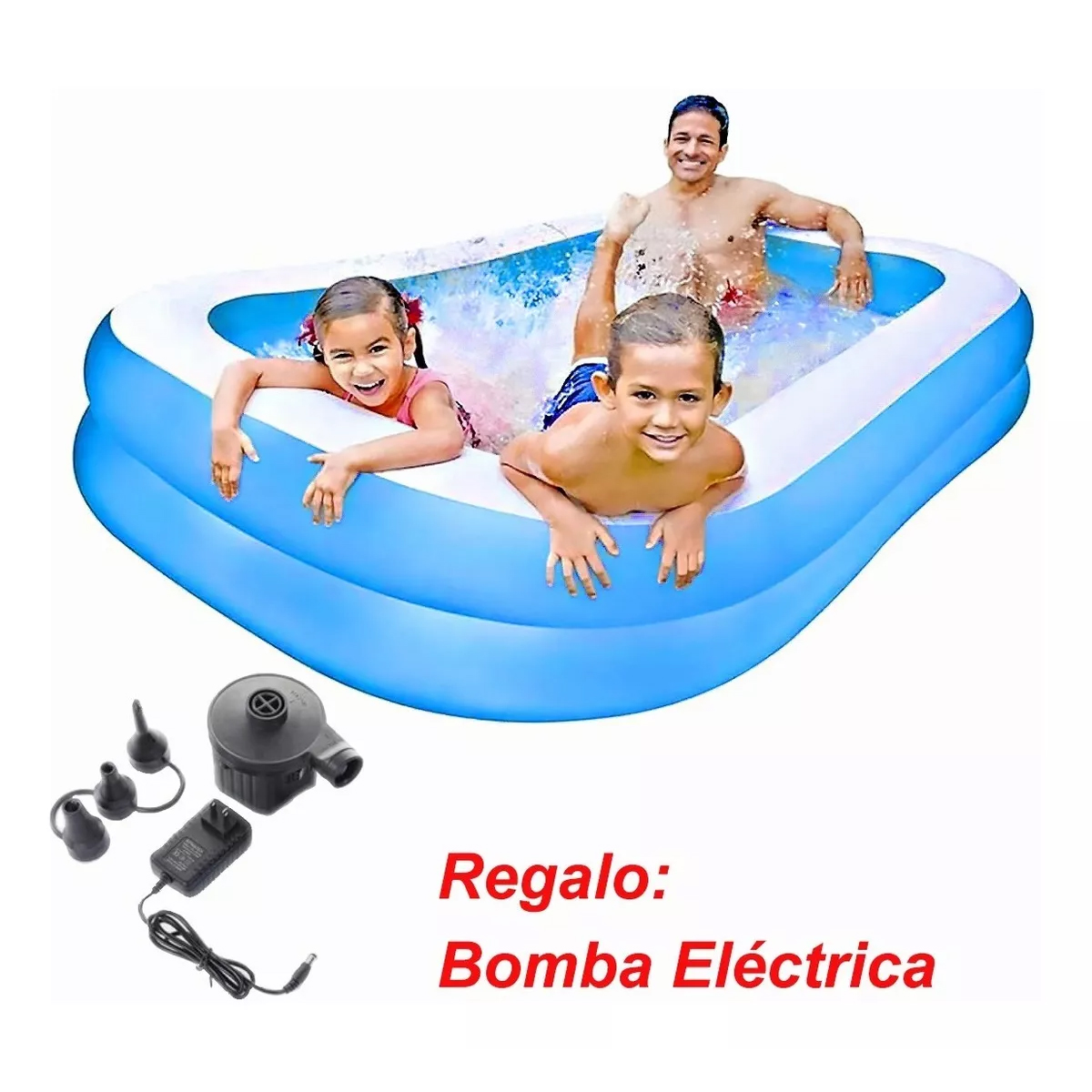 Alberca grande Inflable Rectangular Familiar inflador de regalo