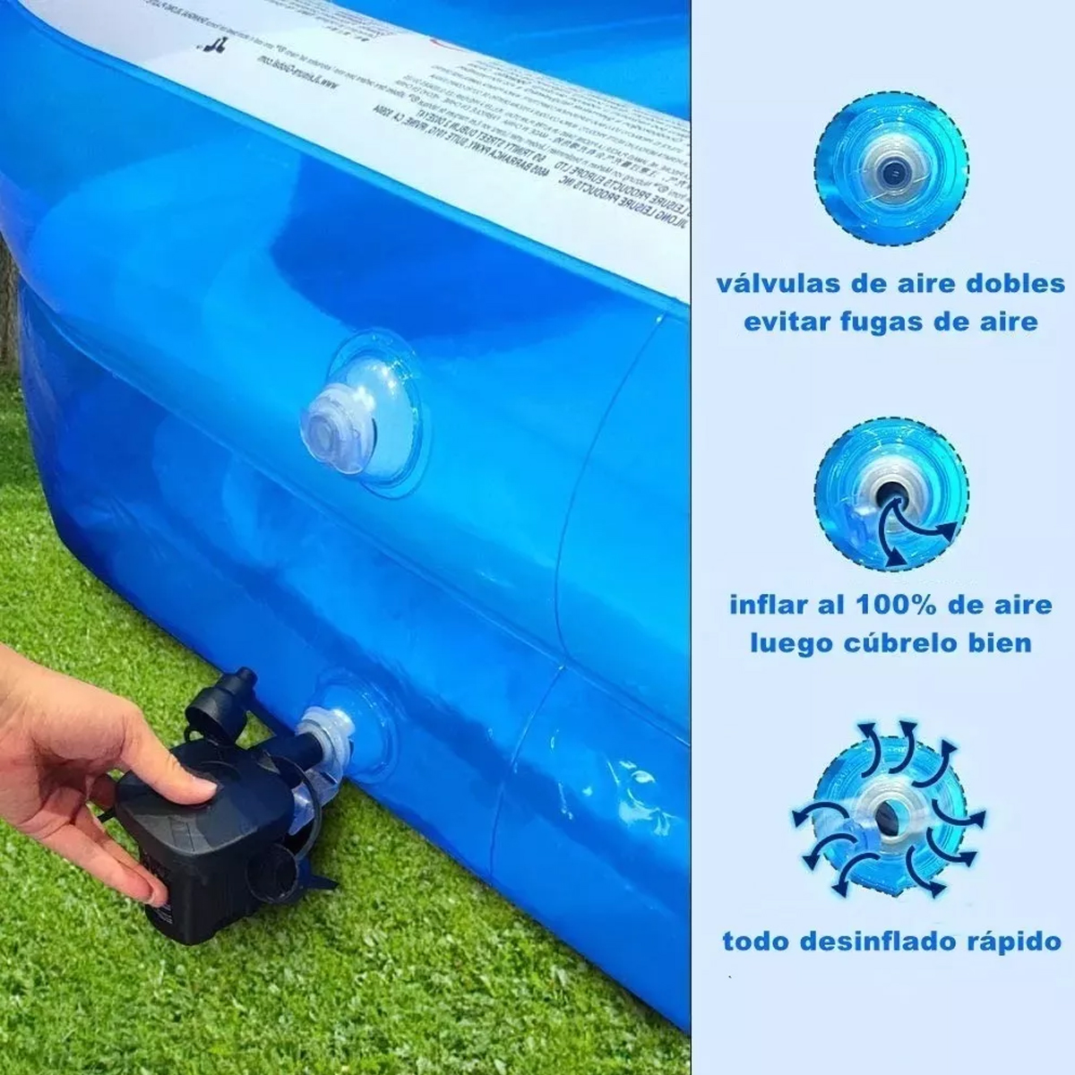 Alberca grande Inflable Rectangular Familiar inflador de regalo