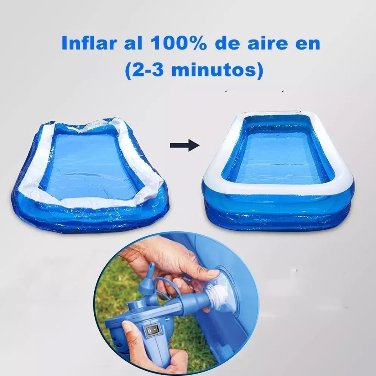 Alberca grande Inflable Rectangular Familiar inflador de regalo