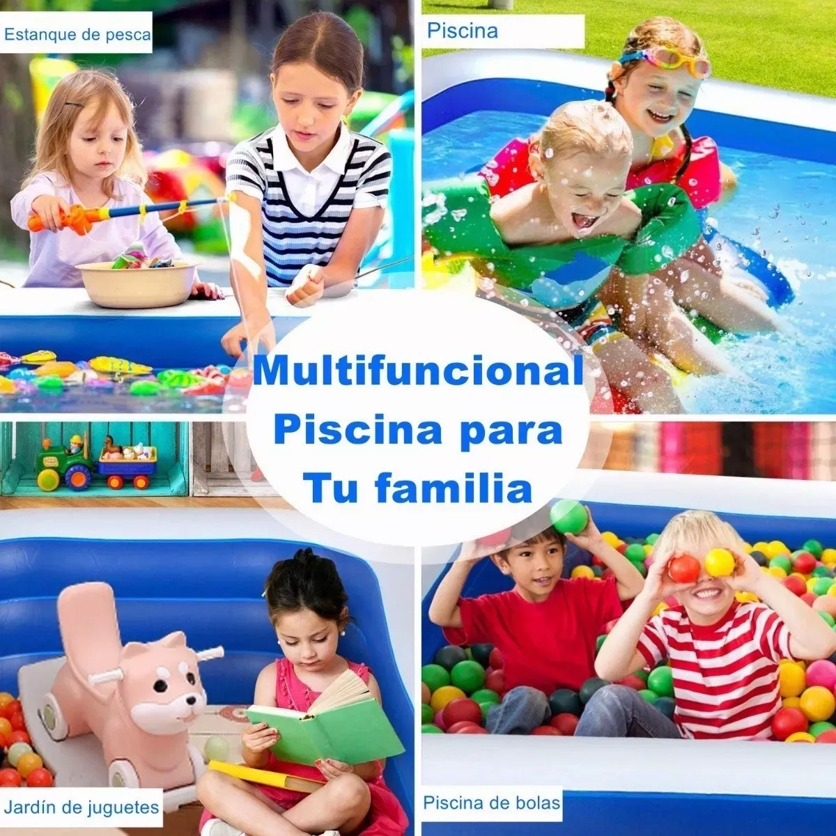Alberca grande Inflable Rectangular Familiar inflador de regalo