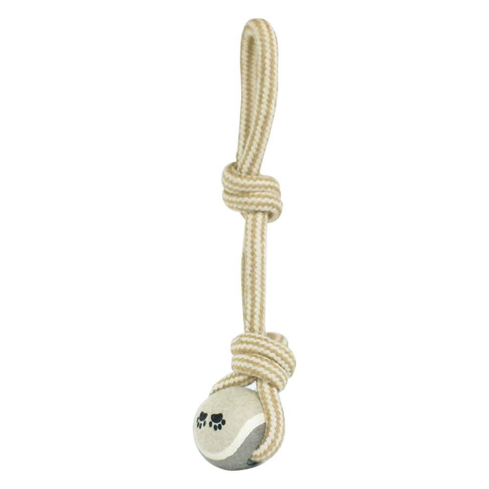 Fancy Pets Juguete Cuerda de Soga con Doble Nudo y Pelota de Tenis para Perro Mide 35 Centímetros