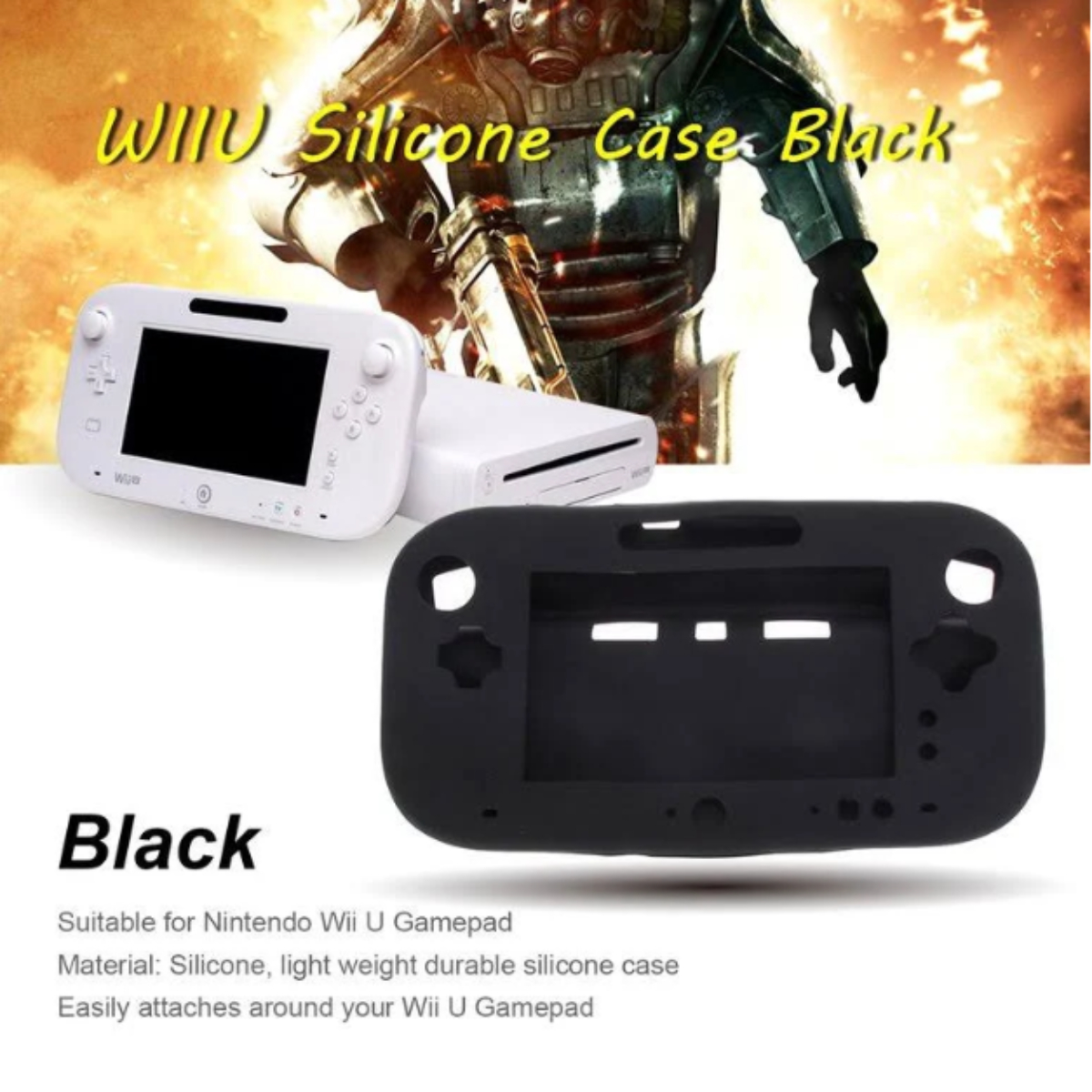 Funda Silicona Compatible Wii U (Negra)