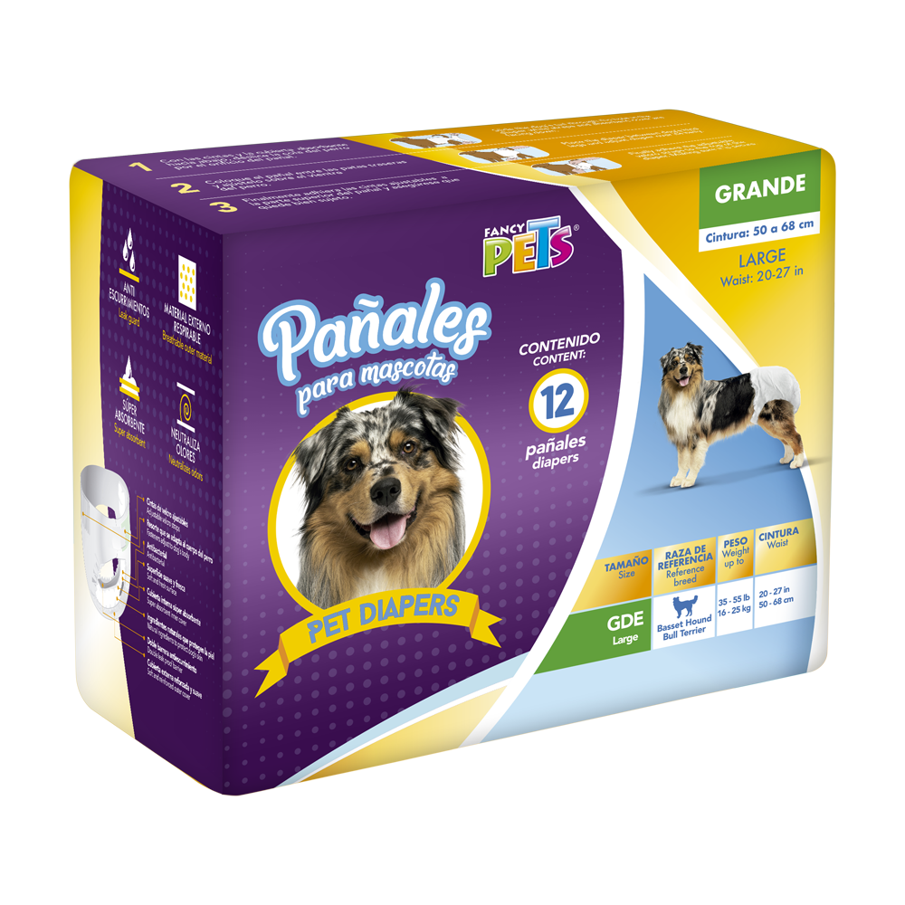 PAÑALES GDE P/PERRO - 12 PZ