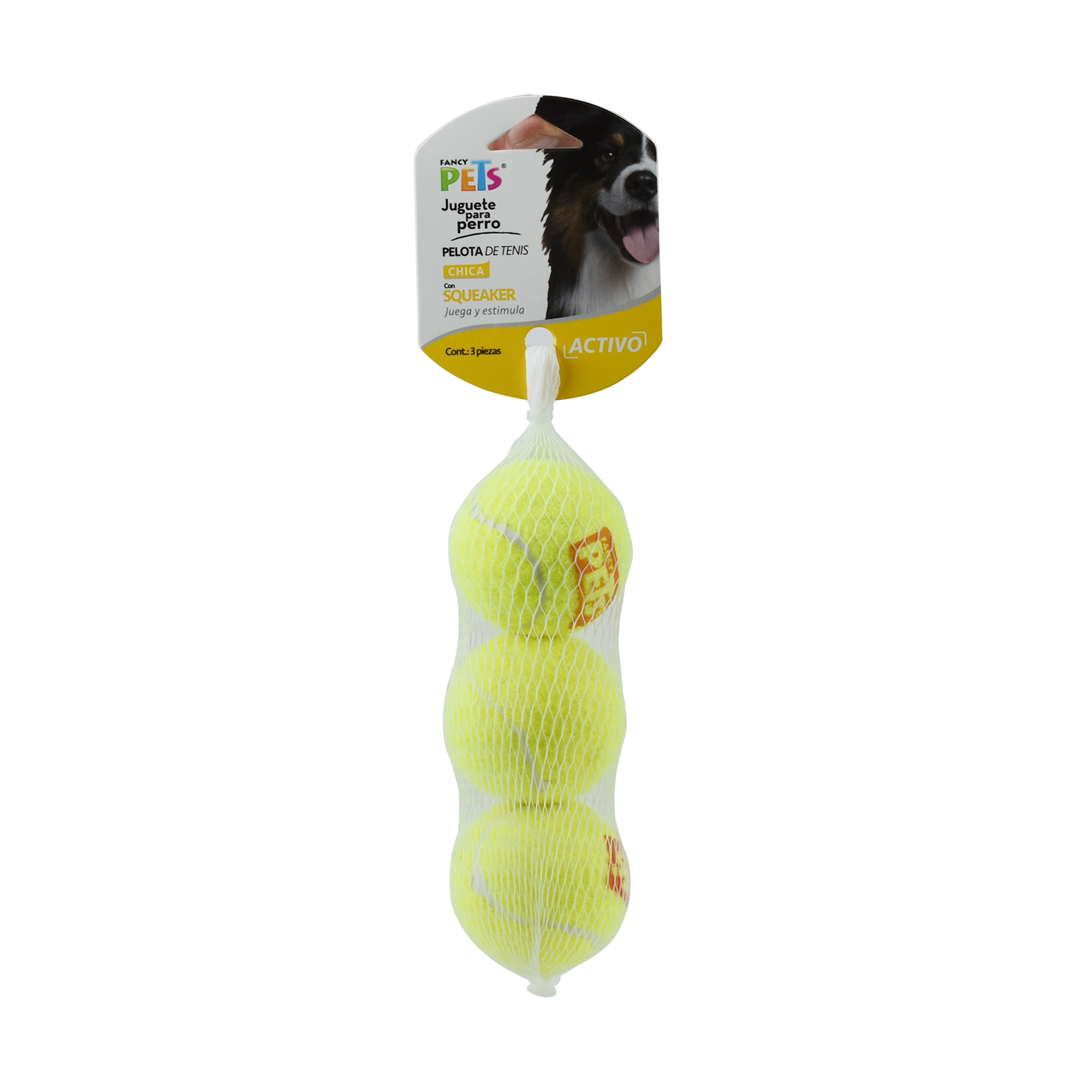 Fancy Pets Juguete Pelota Tamaño Chica de Tenis Bicolor con Squeaker para Perro con 3 Piezas