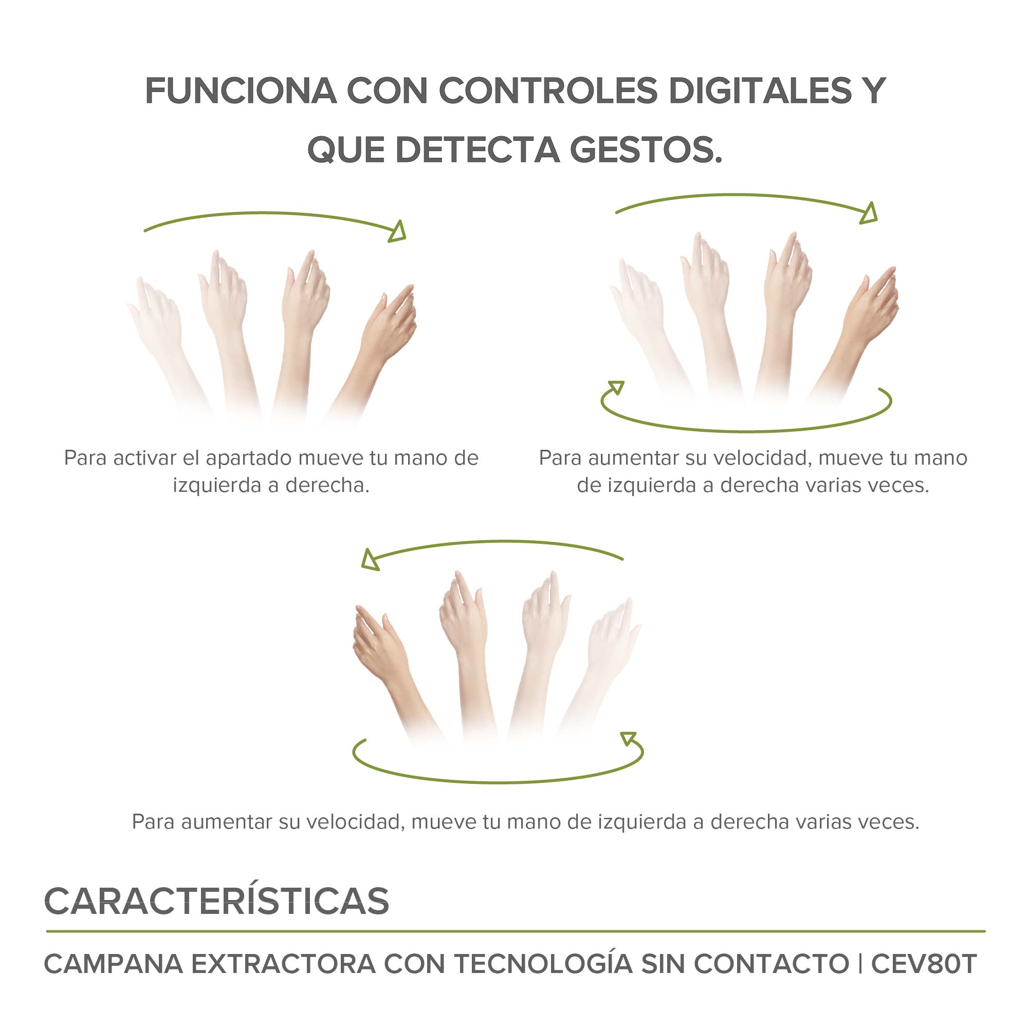 AVERA Campana Extractora De Pared 80 CM Touchless CEV80T 