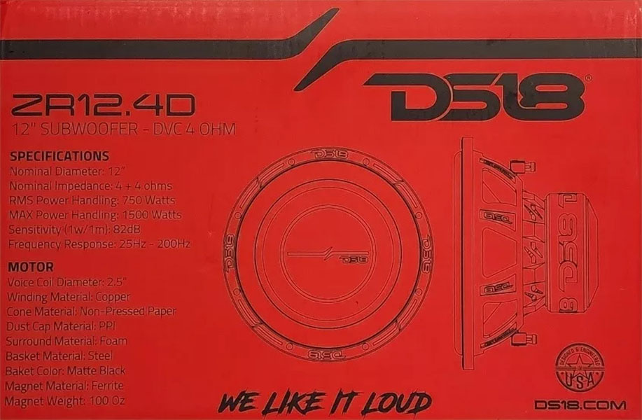 Subwoofer Ds18 De 12 Pulgadas Zr12.4d 750rms Calidad Potente.