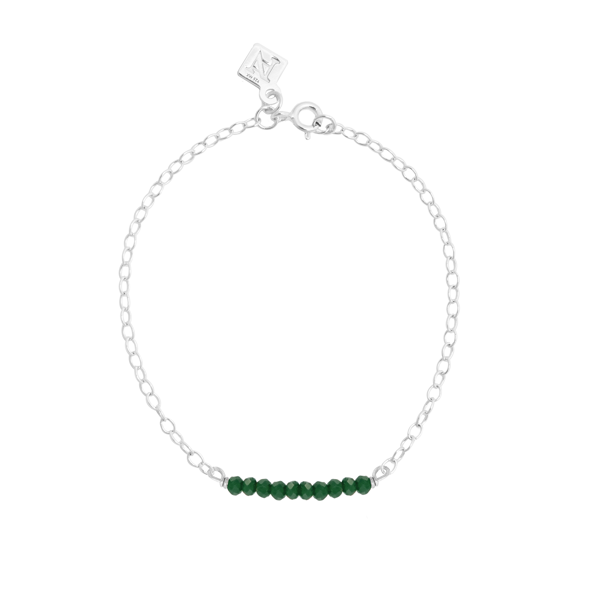 Pulsera cadena de plata .925 con calcedonia al centro, Colección Terra, Joyería para Mujer de Anante Joyería