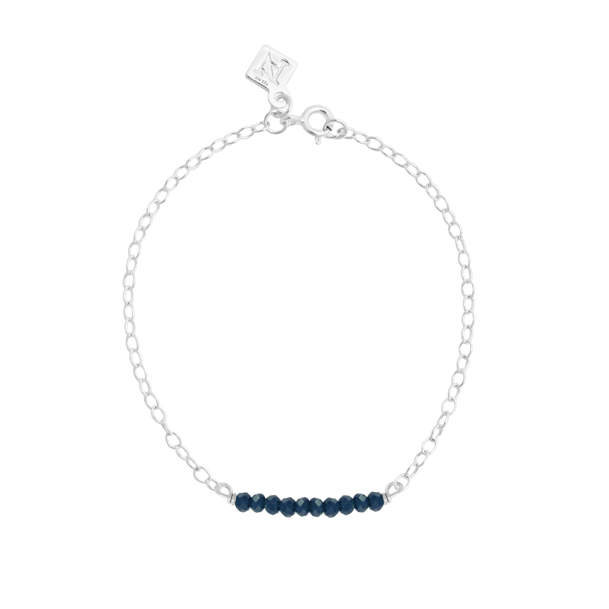Pulsera cadena de plata .925 con calcedonia al centro, Colección Terra, Joyería para Mujer de Anante Joyería