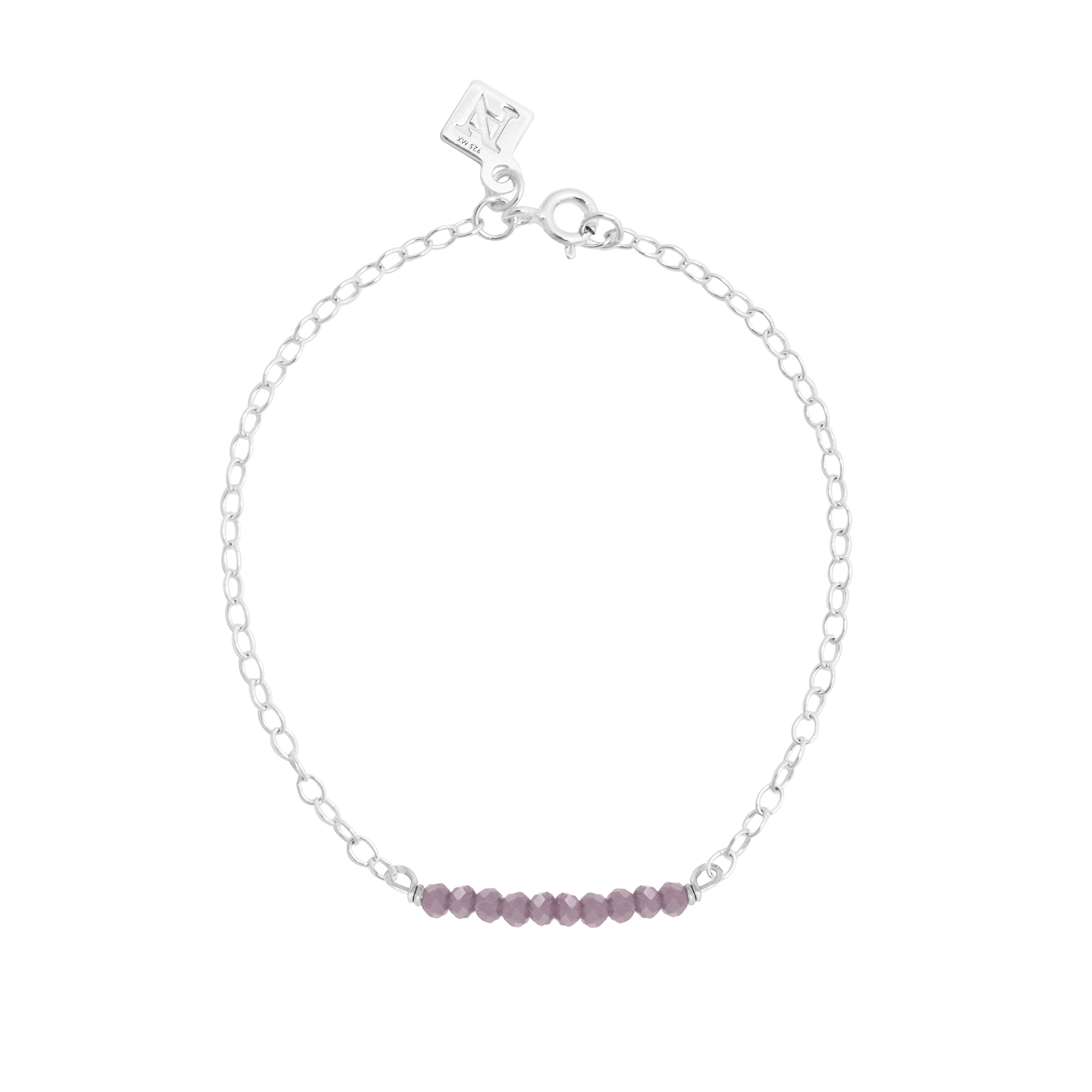 Pulsera cadena de plata .925 con calcedonia al centro, Colección Terra, Joyería para Mujer de Anante Joyería