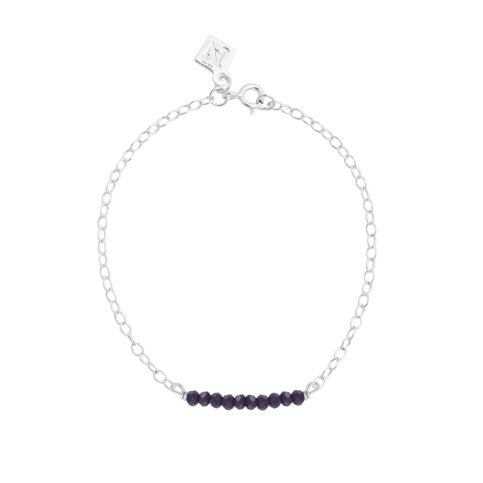 Pulsera cadena de plata .925 con calcedonia al centro, Colección Terra, Joyería para Mujer de Anante Joyería