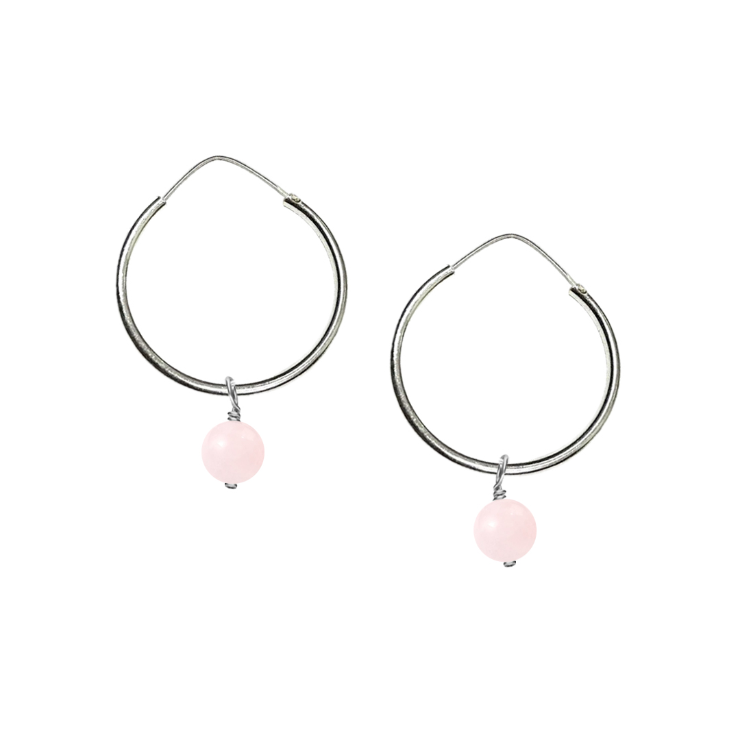 Arracadas de plata .925 con cuarzo rosa, Colección Terra, Joyería para Mujer de Anante Joyería
