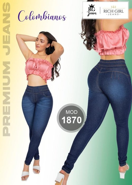 Jeans Mujer Pantalón Colombiano Mezclilla Strech Push Up 016