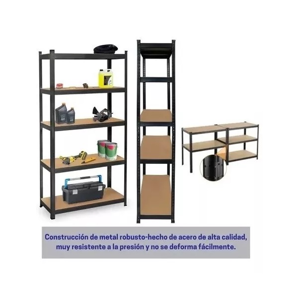 Estante Metálico Black Galvanizado 5 Niveles Tablero Mdf
