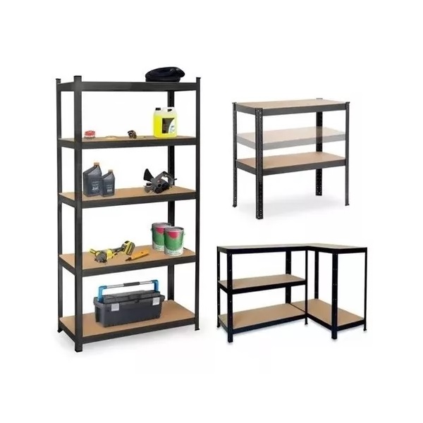 Estante Metálico Black Galvanizado 5 Niveles Tablero Mdf