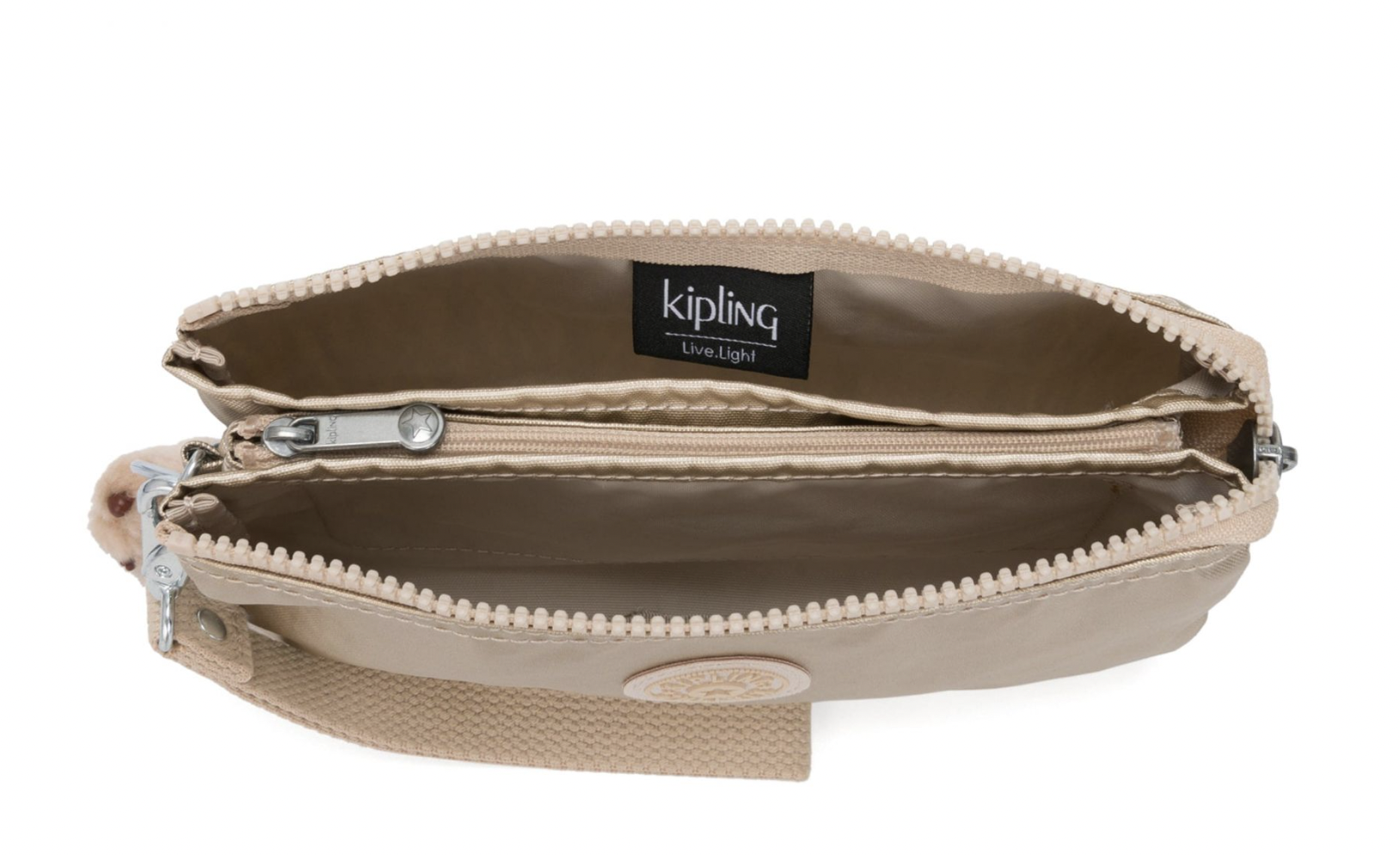 Cosmetiquera Kipling color dorado