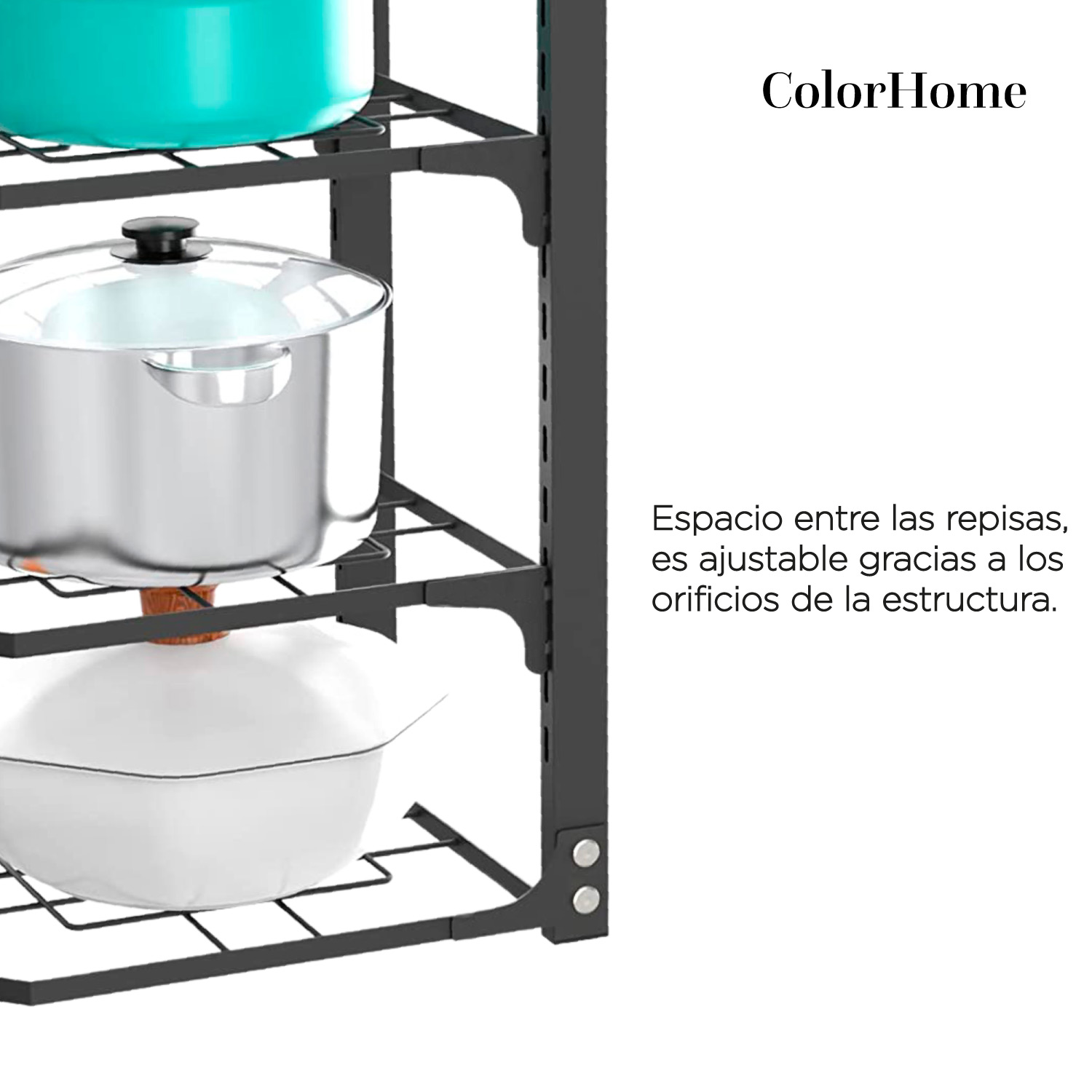 Estante Organizador Para Ollas y Sartenes Cocina 3 Repisas