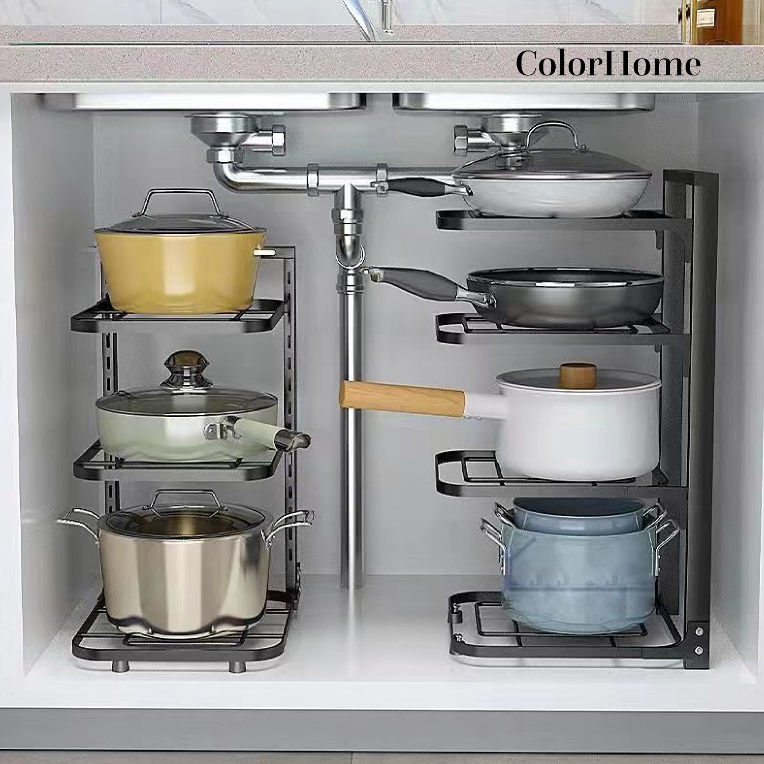 Estante Organizador Para Ollas y Sartenes Cocina 4 Repisas 