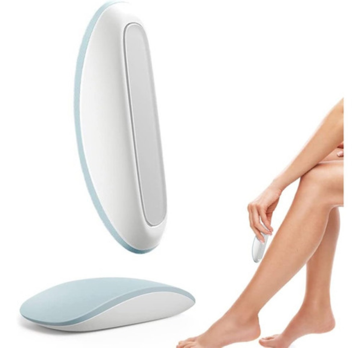Depiladora De Borrador De Cristal Portátil Celeste con Blanco