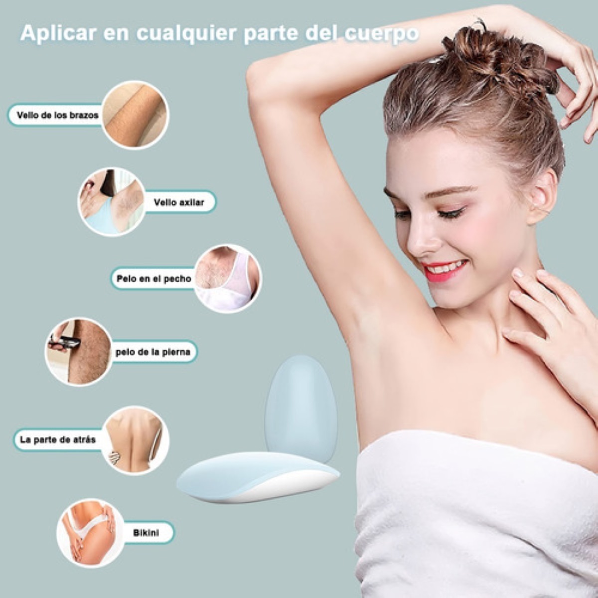 Depiladora De Borrador De Cristal Portátil Celeste con Blanco