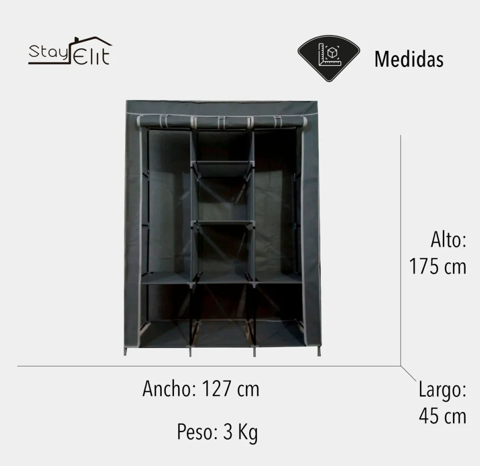 Closet Armario de Tela Plegable Portátil Organizador Ropa closet Ropero no Empotrado para Almacenamiento de Ropa
