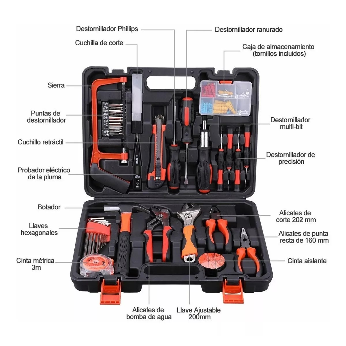 Set Herramientas Manuales Reparación Electricista 100pz