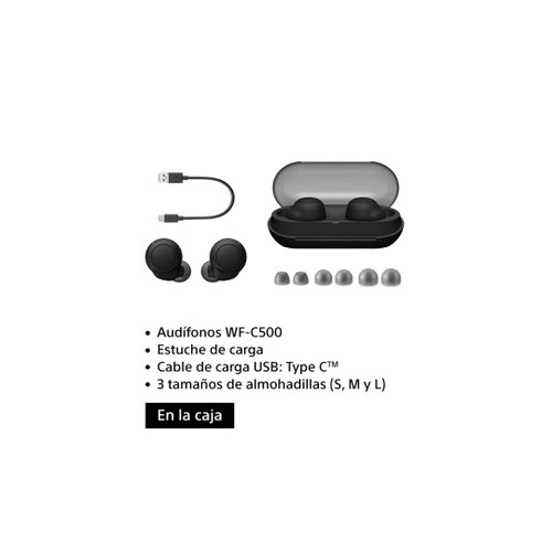 Auriculares bluetooth sony wf-c500 con estuche de carga - autonomía 5h -  negros