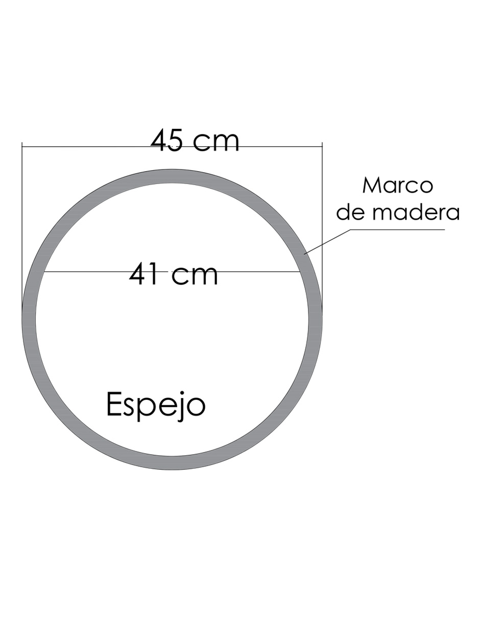 Espejo Redondo Con Marco De Madera Parota 45 cm acabado natural