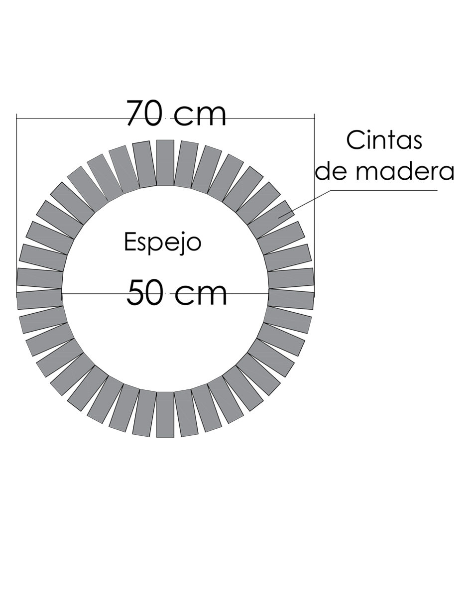 OEM Marco De Espejo Redondo De 50cm Con Cuerda