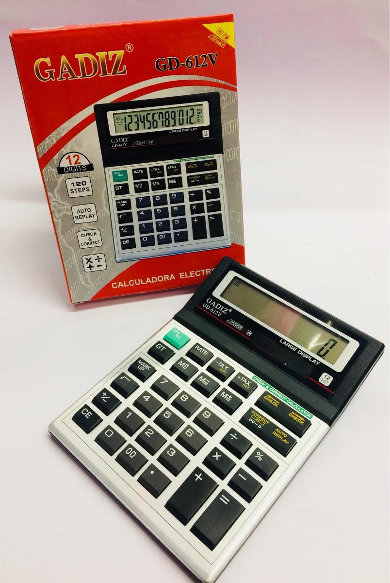 Calculadora Gadiz Escritorio 12 Digitos Pantalla Grande Negocio GD612V