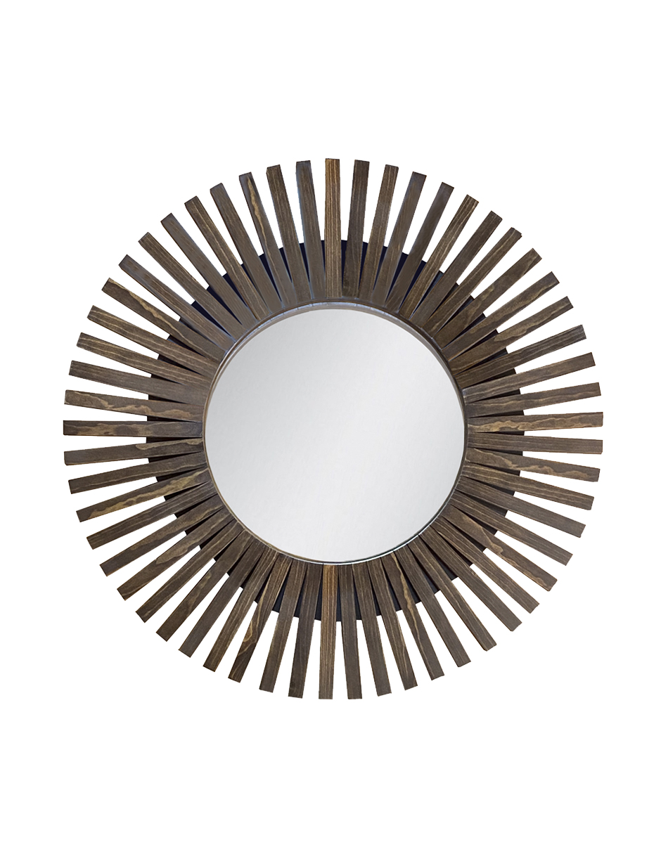 Espejo Redondo Con Marco De Madera en forma de Sol 80 cm.