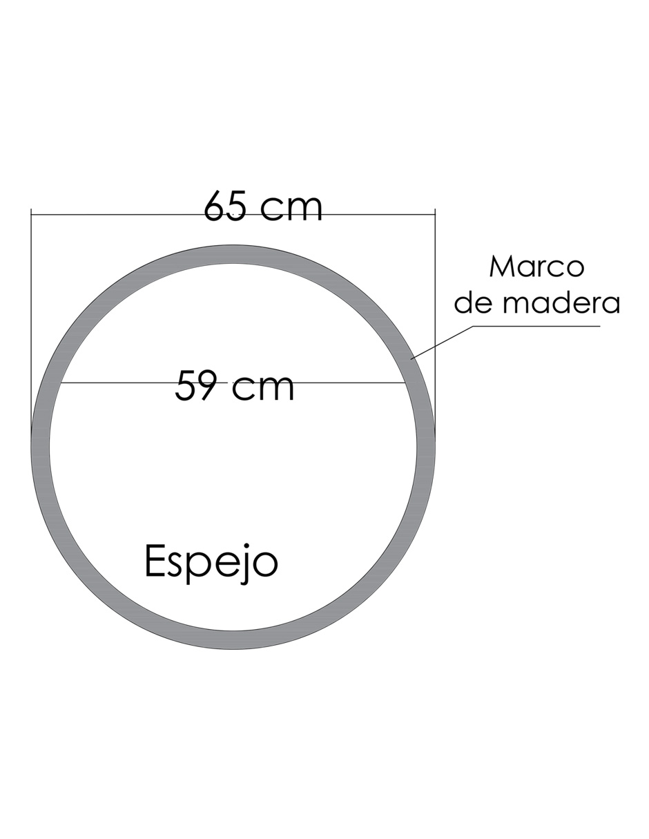 Espejo Redondo Con Marco De Madera Parota 65cm, Acabado Aparente