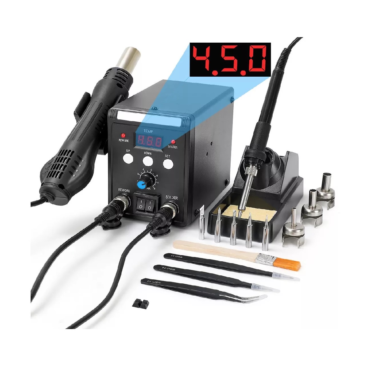 Estacion De Soldar Pistola De Calor Y Cautín 700w