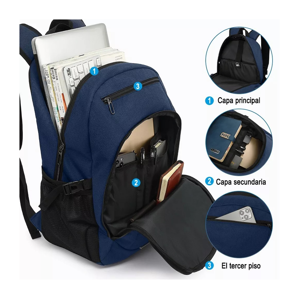 Mochila Antirrobo Puerto Usb Impermeable Para Laptop 16 Grande