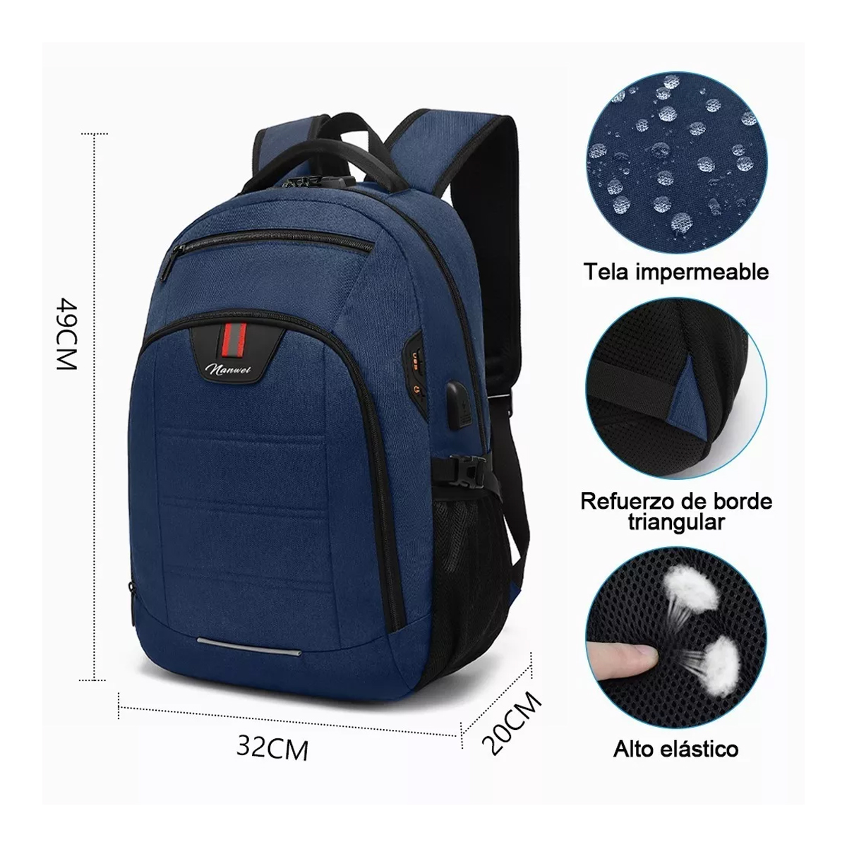 Mochila Antirrobo Puerto Usb Impermeable Para Laptop 16 Grande