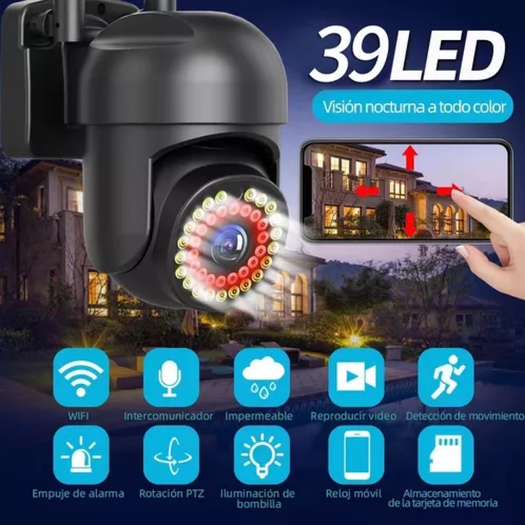 Cámara De Seguridad Exterior Wifi Hd 1080p Con Alarma Ip